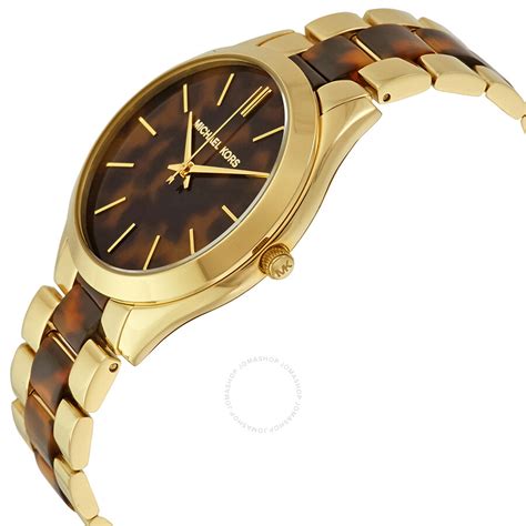 michael kors slim runway tortoise watch|Oversized Slim Runway Beige Gold.